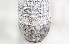 Organic Coastal Carved Palm Tree Trunk Pedestal Planter - 4507375