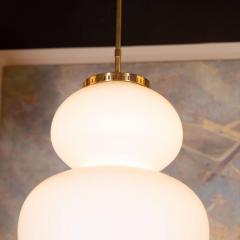 Organic Italian Mid Century Modern Curvilinear Brass and Frosted Glass Pendant - 1459993