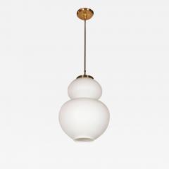 Organic Italian Mid Century Modern Curvilinear Brass and Frosted Glass Pendant - 1462878