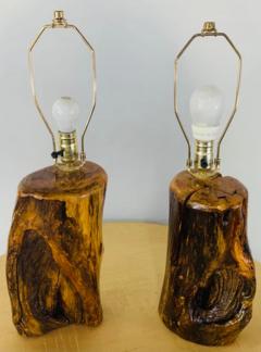 Organic Modern Design Maple Wood Table Lamps a Pair - 2867332