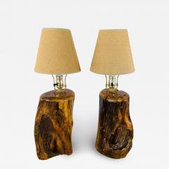 Organic Modern Design Maple Wood Table Lamps a Pair - 2901934