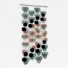 Organic Modern Italian Geometric Black Pink Aqua Murano Glass Curtain Divider - 410091