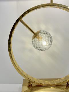 Organic Modern Italian Monumental Brass Smoked Murano Glass Round Table Lamp - 3606147
