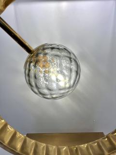 Organic Modern Italian Monumental Brass Smoked Murano Glass Round Table Lamp - 3606148