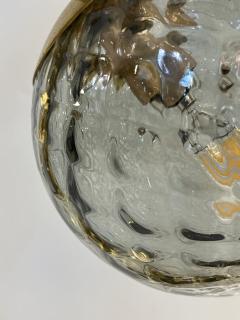 Organic Modern Italian Monumental Brass Smoked Murano Glass Round Table Lamp - 3606154