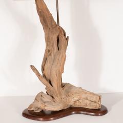 Organic Modern Sculptural Driftwood Table Lamp with Handrubbed Walnut Base - 1483975