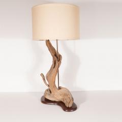 Organic Modern Sculptural Driftwood Table Lamp with Handrubbed Walnut Base - 1483976