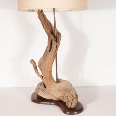 Organic Modern Sculptural Driftwood Table Lamp with Handrubbed Walnut Base - 1483987
