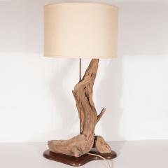 Organic Modern Sculptural Driftwood Table Lamp with Handrubbed Walnut Base - 1483989