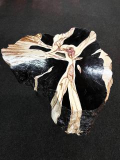 Organic Modern Teak Wood Side Table Handpainted Petrified Wood Style 2025 - 4739443