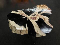 Organic Modern Teak Wood Side Table Handpainted Petrified Wood Style 2025 - 4739444