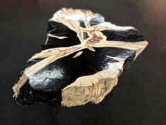 Organic Modern Teak Wood Side Table Handpainted Petrified Wood Style 2025 - 4739457