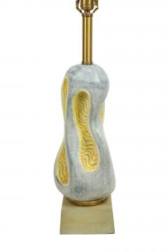 Organic Modernist Ceramic Table Lamp with Wooden Base - 1377744