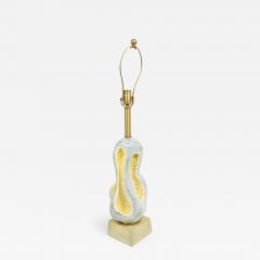 Organic Modernist Ceramic Table Lamp with Wooden Base - 1382404