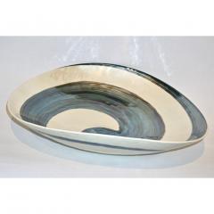 Organic Pair of Italian Pearl White Murano Glass Bowls with Aqua Blue Murrrine - 564386