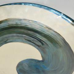 Organic Pair of Italian Pearl White Murano Glass Bowls with Aqua Blue Murrrine - 564392
