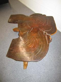 Organic Redwood Free Edge Coffee Table Mid century Modern - 1749039