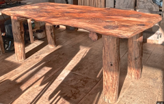 Organic brutalist pine tree dinning table in vintage condition - 1754743