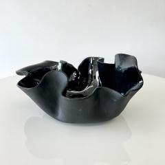 Organic ruffled edge bowl in deep blue black gloss finish  - 4498435