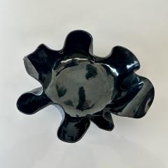 Organic ruffled edge bowl in deep blue black gloss finish  - 4498437