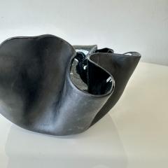 Organic ruffled edge bowl in deep blue black gloss finish  - 4498440