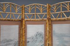 Oriental Bamboo Fabric Room Divider 1960s - 2315718