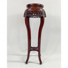 Oriental Chinese Carved Rosewood Pedestal Plant Stand With Granite Top a Pair - 3055173