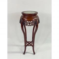 Oriental Chinese Carved Rosewood Pedestal Plant Stand With Granite Top a Pair - 3055177