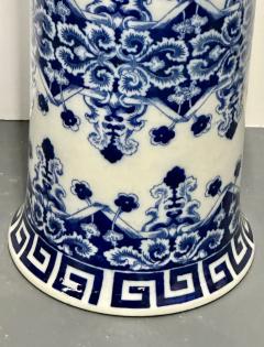 Oriental Porcelain Flow Blue White Umbrella Stand Large Vase Floral Decorated - 2808728