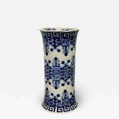 Oriental Porcelain Flow Blue White Umbrella Stand Large Vase Floral Decorated - 2812848