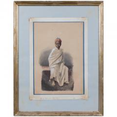 Orientalist watercolor of young African boy - 785746