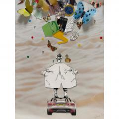 Orig Javiera Estrada Mixed Media Art Entitled Stream of Consciousness W Superman - 4722831