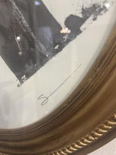 Original Abstract Painting in Antique Oval Gilt Frame - 4205505