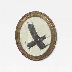 Original Abstract Painting in Antique Oval Gilt Frame - 4207891
