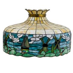 Original American Art Nouveau leaded glass chandelier circa 1910 30 - 4295245