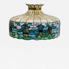 Original American Art Nouveau leaded glass chandelier circa 1910 30 - 4297207