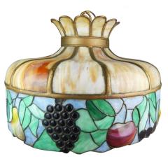 Original Antique Art Nouveau Leaded Hanging Lamp Circa 1920 - 4295211