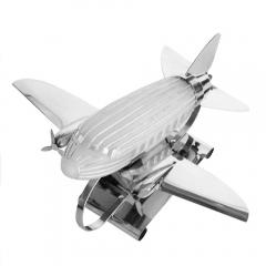 Original Art Deco Chrome Airplane Lamp w Frosted Glass - 3675062