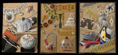 Original Art Deco Design Illustrations Set of Three Framed - 4217128