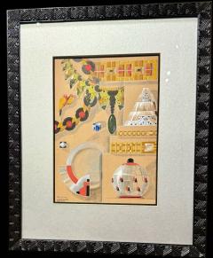 Original Art Deco Design Illustrations Set of Three Framed - 4217131