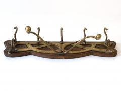 Original Art Nouveau Brass Wood Coat Rack or Hanger Germany 1900s - 4441448