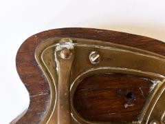 Original Art Nouveau Brass Wood Coat Rack or Hanger Germany 1900s - 4441455