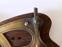 Original Art Nouveau Brass Wood Coat Rack or Hanger Germany 1900s - 4441456
