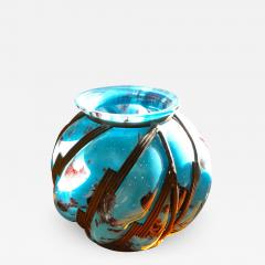 Original Blue spotted glass with iron in Lorraine style vase - 1373794
