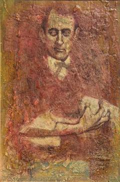 Original Jean Charles Bouloc Mix Media Portrait Oil Painting on Canvas - 4553586