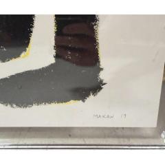 Original Makan Negahban Dog Painting on Paper in Lucite Frame - 4453041