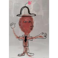 Original Makan Negahban Painting on Paper in Lucite Frame - 4453037