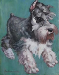 Original Miniature Schnauzer Dog Oil Painting by Christophe Cassidy - 4351910
