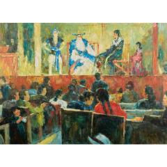 Original Oil Painting of a Chinese Theater Interior Scene - 4299271