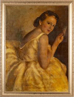 Original Pal Fried Hollywood Regency Portrait Oil Painting - 3952561